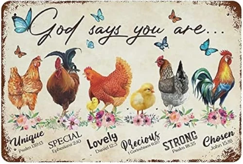 Vintage Tin Sign Aluminum Sign 8x12 Chicken Funny Wall Art Gift Decor