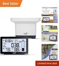 Best Rated Wireless Digital Rain Gauge with Thermometer & Self-Emptying Feature