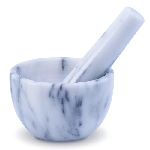 Marble Mortar and Pestle Set, 150ml, Spice Grinder, Herb Ginder, Unpolished M...
