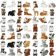 Plush Animal Christmas Ornaments, Felt Woodland Forest Furry Animals for Christm