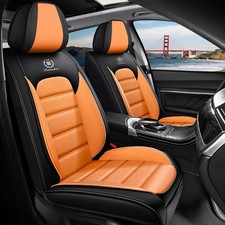 2 Seat Covers Front Only for Equinox EV 2024-2026 Black Orange
