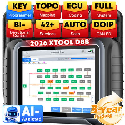 2026 XTOOL D8S Auto Diagnostic Tool OBD2 Scanner Topology Mapping Key Programmer
