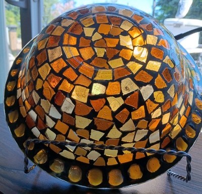 Vintage - Glass Tile Mosaic Dish/Bowl - Mid-Century - 10 inches - Rootbeer Brown