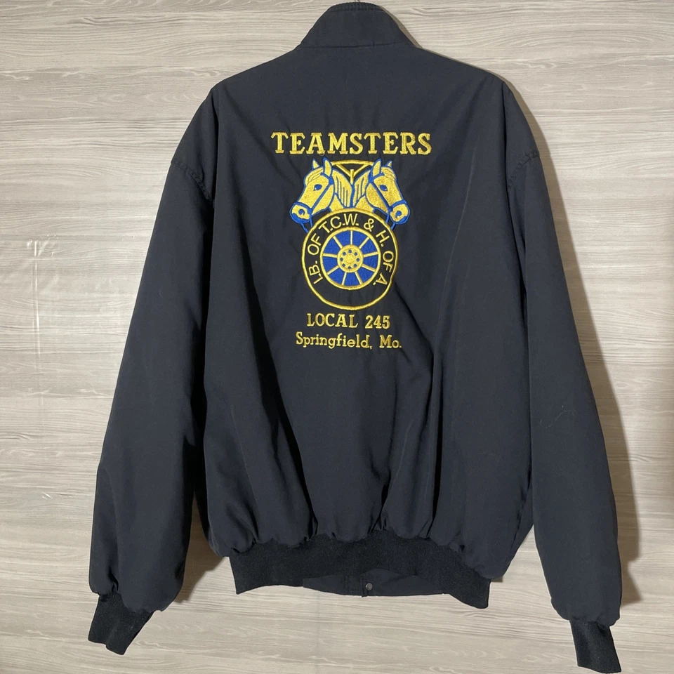 Vtg 90s Teamsters H of A Jacket 2XL Local 245 Springfield MO Made USA Bomber - Image 2 of 4