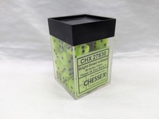  33/36 Chessex Bright Green w/Black Vortex 12mm Pipped D6 Dice