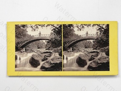 Upper Fall Garvalt Braemar Man Bridge Wasserfall Schottland GW Wilson Stereoview