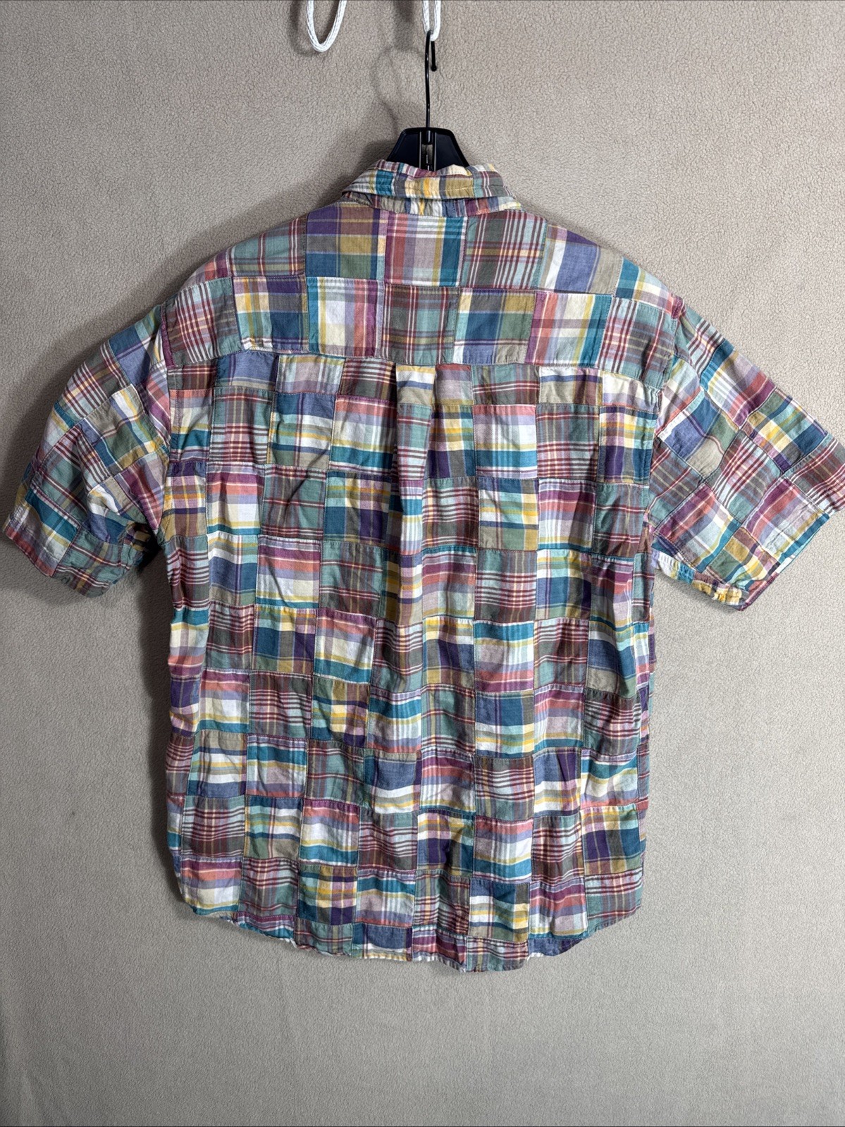 Lands' End Medium Patchwork Madras Plaid Short Sl… - image 6