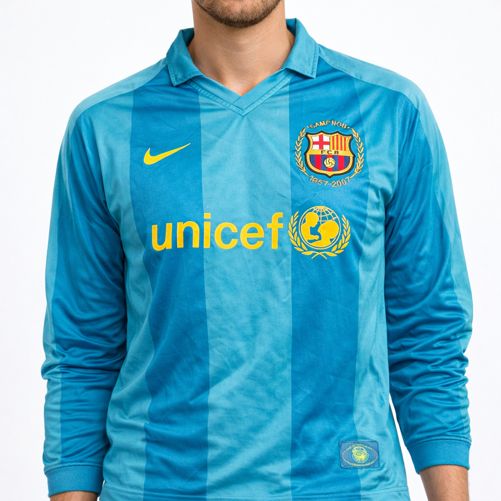 FC Barcelona 2007-08 Away Jersey Long Sleeve L Camp Nou 50th