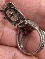 Rare Early Navajo Handmade Sterling Whirling Logs Pill Container Ring Size 5.25