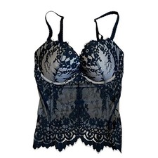 Victoria  s Secret Women  s Sz 34D Black Floral Lace Dream Angels Bustier Corset