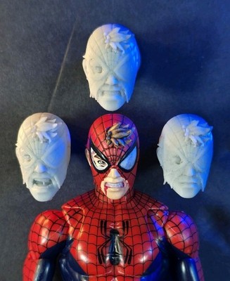 Maximum Spider-man Custom 3D Printed Damaged Heads Set 3 (Engraved Weblines)