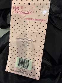 VINTAGE SEVEN TILL MIDNIGHT BABYDOLL LINGERIE!    SIZE MEDIUM BLACK.  NEW!