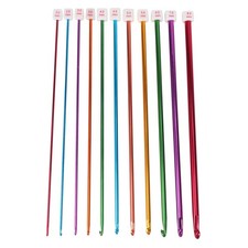 11pcs 10.6" Multicolour Aluminum TUNISIAN AFGHAN Crochet Hook Knit Needles7351