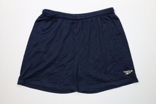 Vintage 90s Reebok Mens Large Faded Spell Out Above Knee Mesh Shorts Navy Blue