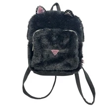 Target 2019 Cute Whimsical Black Faux Fur Cat Backpack Pink Nose Whiskers