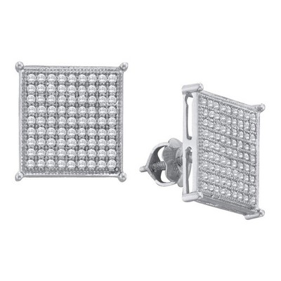 Quadratische Ohrstecker 0,5 kt natürlicher Diamant 10 kt Weißgold