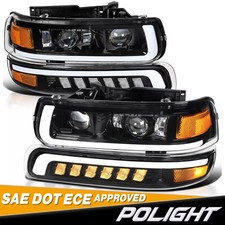 Led Headlights Bumper Lamps Set For 99-02 Chevy Silverado 00-06 Suburban Tahoe