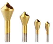 4PCS Titanium Coated Countersink Chamfer Deburring Tool Set, High Speed Steel Ho