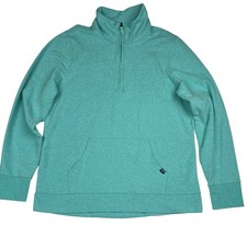 LL Bean Women's Large Quarter Zip Pullover Seafoam Green Heather Mock Neck EUC