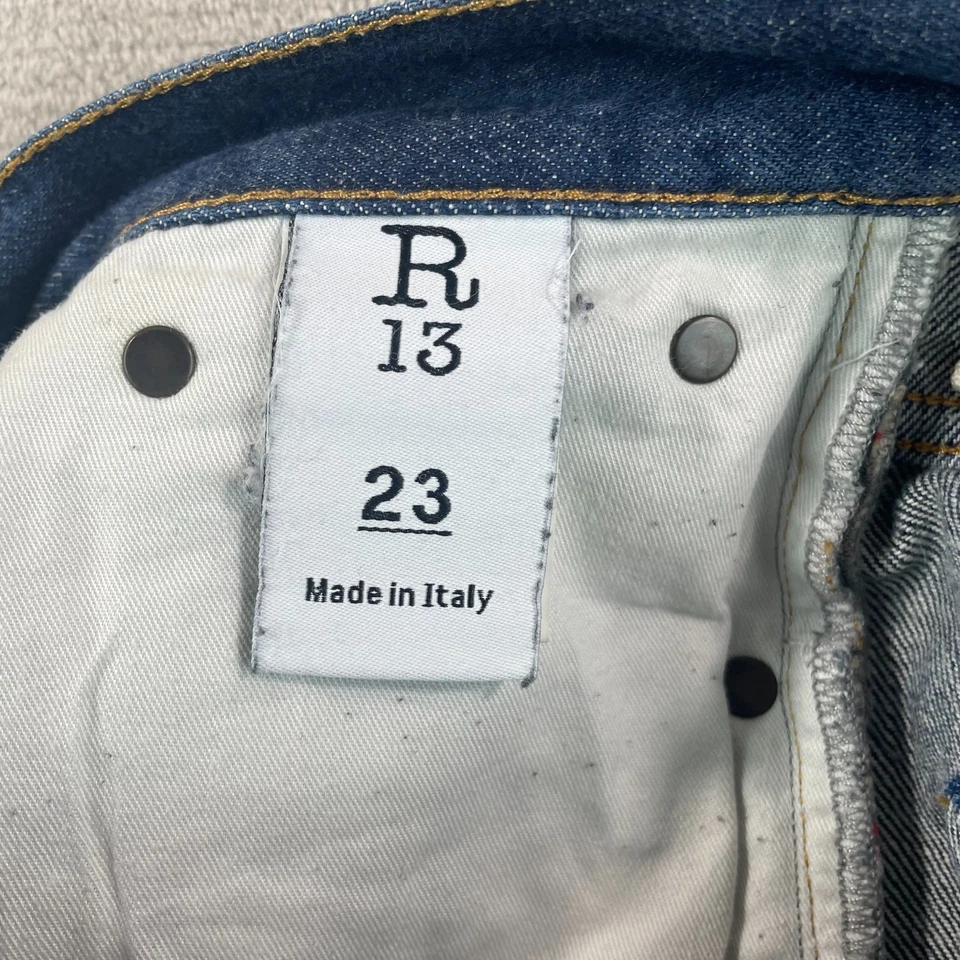 Jeans R13 sob medida gota virilha algemada índigo enxágue 28 (tag 23) selvedge japonês - Imagem 2 de 4