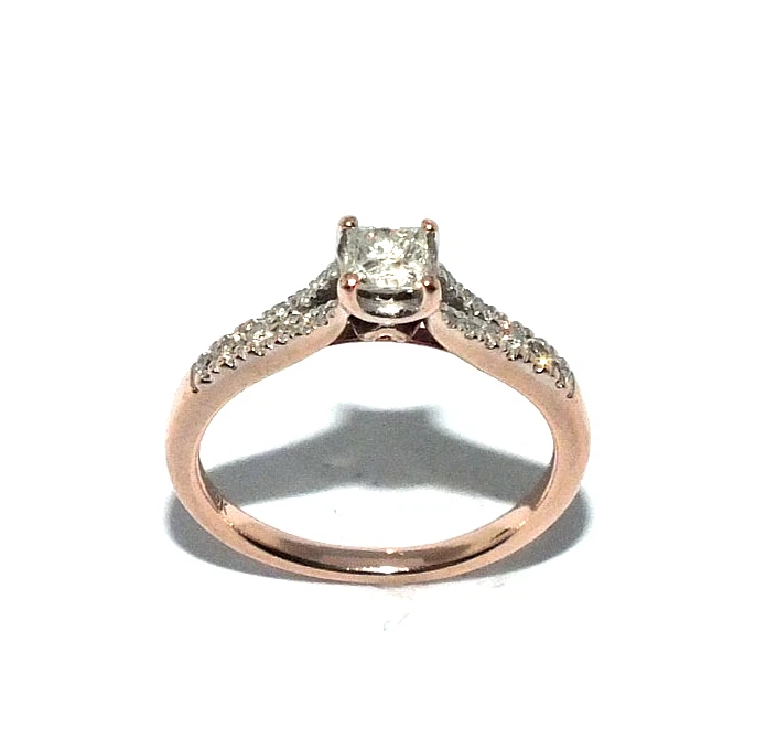 Anillo De Oro Rosa 9ct Con Diamantes 1/3 Ct Talla UK M