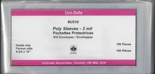 100 Uni-Safe 3-mil Polyethylene #10 Business Envelope Sleeves 4-3/4" x 10"