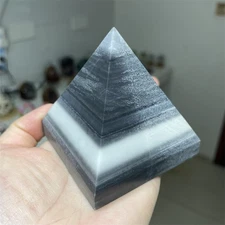 0.6LB 2.5"Natural Taiji Jade Pyramid Statue Crystal Carving Reiki Heal Decor 