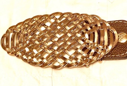 Artilleè Leather Gold Metal Buckle Infrared Brown Sparkling Belt 33” To 38” - Picture 13 of 14