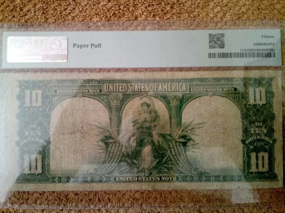 1901 $10 TEN DOLLAR LARGE-SIZE NOTE (NICKNAME BISON NOTE), F++, PMG 15,RED SEA L - Image 4 of 4