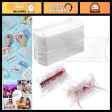 60Pcs Clear Plastic Pillow Favor Boxes for Candy Treats, Wedding Party Gifts, 4.
