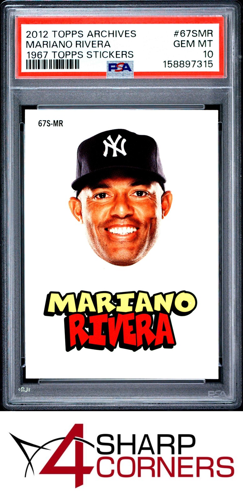 2012 TOPPS ARCHIVES 1967 TOPPS STICKER #67SMR MARIANO RIVERA PSA 10