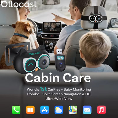 OTTOCAST Cabin Care Baby Auto Camera 150°HD Real-Time Wireless Apple CarPlay