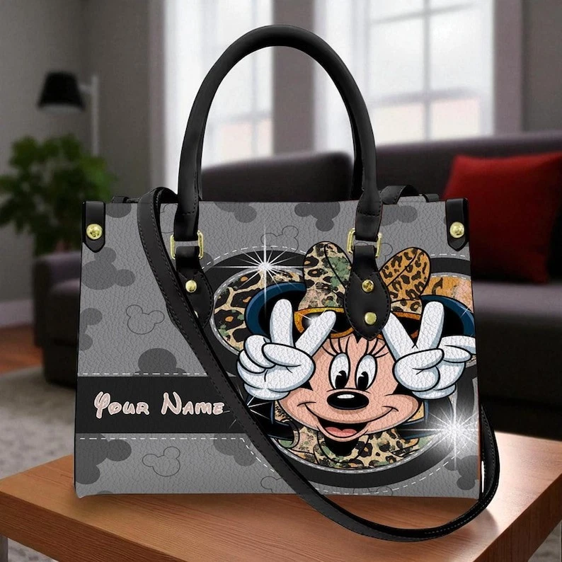 Personalized Minnie Mouse Leather Crossbody Bag