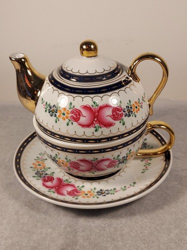 SORELLE FINE PORCELLANA FLOREALE TEA-FOR-ONE SET 4 PEZZI CON SCATOLA ORIGINALE - NUOVO - Foto 2 di 8