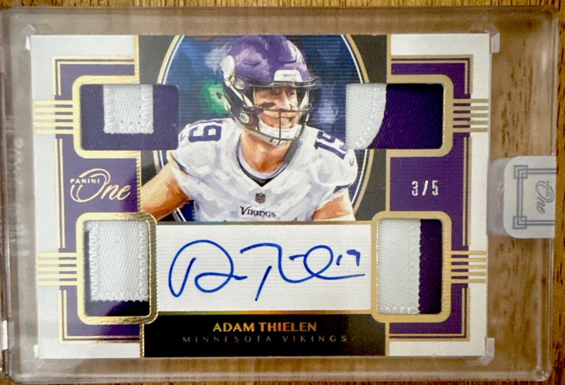 Panini One 2019 Adam Thielen Vikings #84 Hard Signed Patch Auto /5