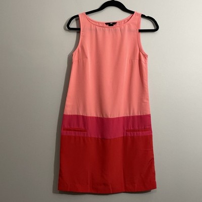H&M Women s Colorblock Sleeveless Shift Dress Size 4 Faux Pockets Casual
