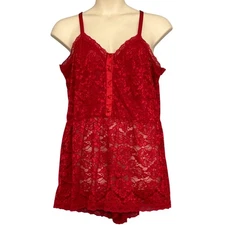 Torrid Womens Lingerie 2X Red Lace Allover Jester Romper Teddy Nightie Sexy