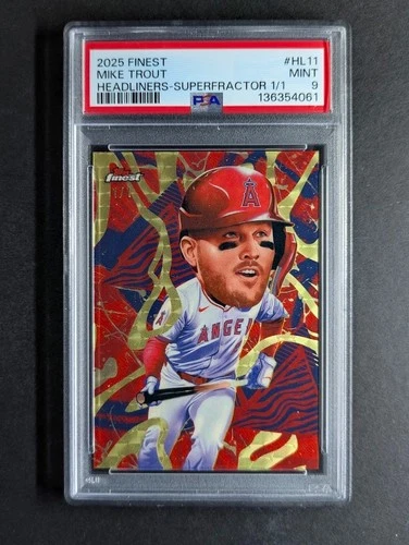 2025 Topps Finest MIKE TROUT 1/1 SuperFractor SSP 1:25,623 Headliners PSA 9