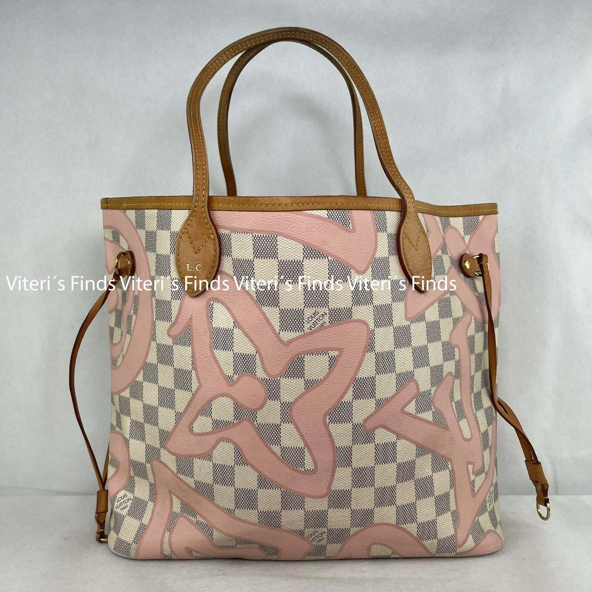 White Louis Vuitton Damier Azur Neverfull MM Tote Bag