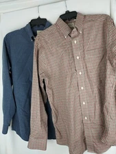 Lot of 2 LL Bean Mens Casual Button Down Plaid Shirts Size Medium