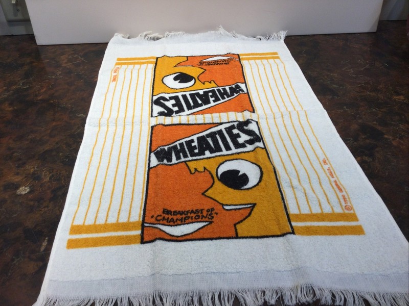 Vintage Wheaties Breakfast Of Champions Kitchen Towel Orange White  15 X 22”
