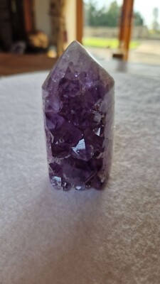 Premium Amethyst Quarz lila Druzy Side Point 23 Kristall Turm 220g