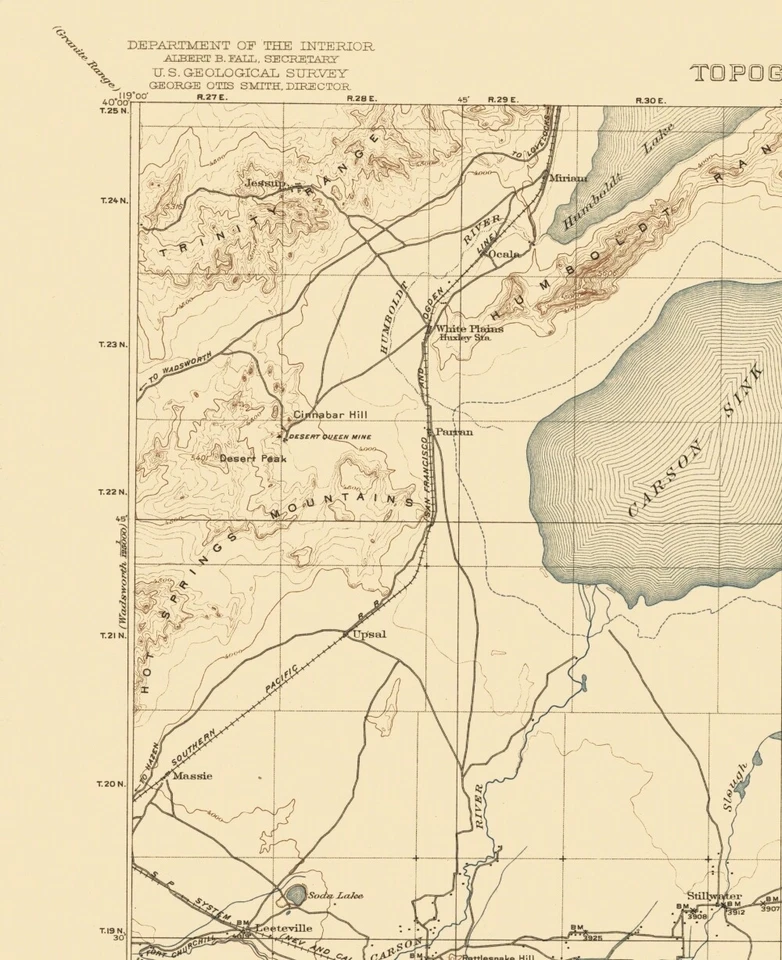 Topographical Map - Carson Sink Nevada Quad - USGS 1910 - 23 x 28.26 - Изображение 2 из 4