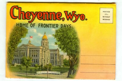 Vintage 1930 CHEYENNE Wyoming FRONTIER DAYS Postcard Folder! Curt Teich D-1087!