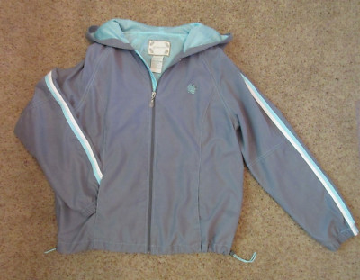 Green Tea Sz M Full Zip Lightweight Hooded Jacket Spring/ Fall Athletic Gray