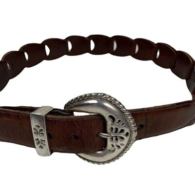 Fossil Genuine Leather Belt, Dark Brown Tooled Floral, Size S Fossil Hand Tooled Floral Brown Leather Belt Size Small | eBay main image 2