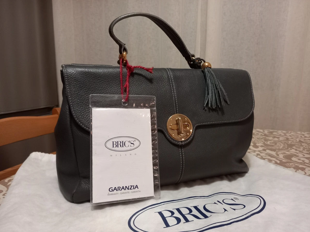 Sac à Main Femme Bric's En Cuir Bleu Ciel - Fabriqué En Italie - Neuf Avec étiquettes Et Dustbag