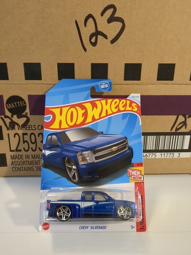 2024 Hot Wheels #207 Then and Now Chevy Silverado Blue L Case