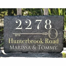 Customizable Slate Home Address House Sign - Key Plaque - Handmade and Personali
