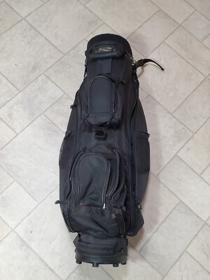 Bag Boy Golf Cart Bag 6 Slot Divider Shoulder Strap Black 10 Zip Pockets 